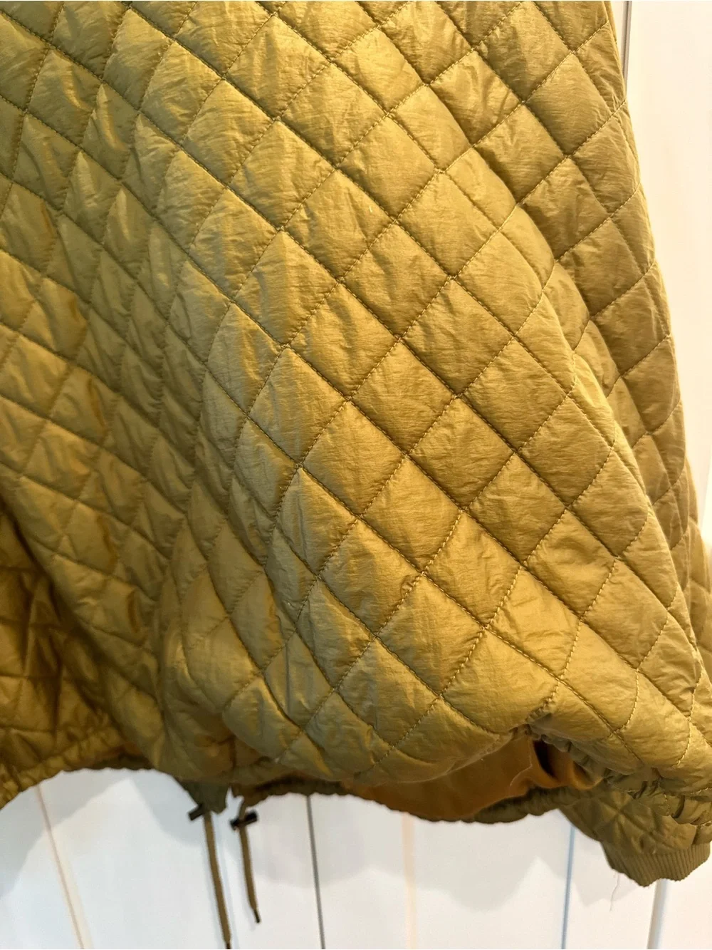 Free People Quilted Olive Green Bomber Jacket